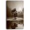 Designart - Alone Tree on Island in Sepia - Extra Large Wall Art Landscape